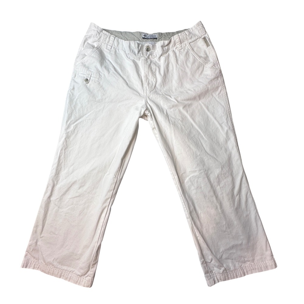 Columbia Capri Pants Womens 14 White Cotton Canvas Cropped Outdoor Casual 38585